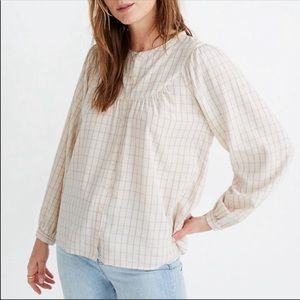 Madewell•Balloon Sleeve•Peasant•Windowpane•Blouse•Top•Size XS